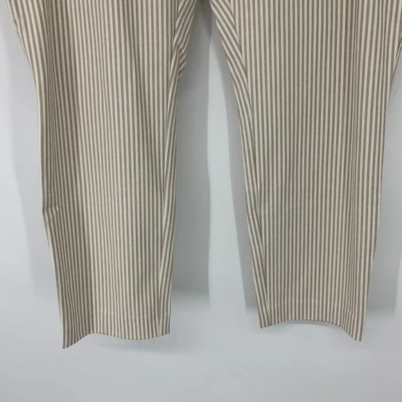 A New Day Pants High Rise Slim Fit Ankle Beige White Stripe NWT - Picture 6 of 12